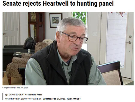 Senate rejects Heartwell to hunting panel